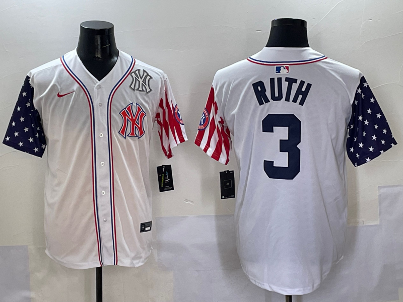 Men 2025  MLB New York Yankees #3 Ruth white jersey style 5->new york yankees->MLB Jersey